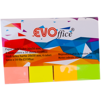 Index adeziv 20x50 mm, 4 culori/set – organizare eficientă